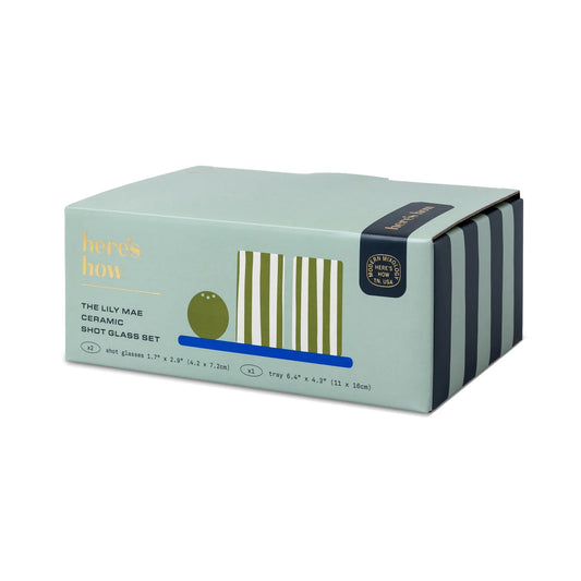 The Lily Mae Tequila Shot Glass Set w Tray +Shaker