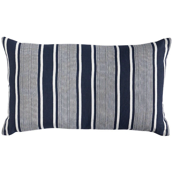 Linen Capri Stripes in Navy 35 x 60