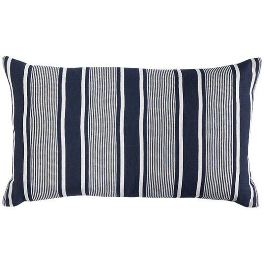 Linen Capri Stripes in Navy 35 x 60