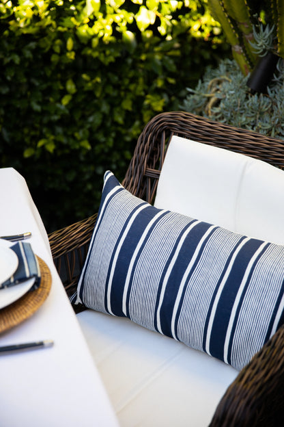 Linen Capri Stripes in Navy 35 x 60