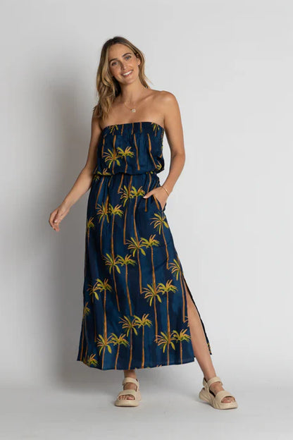 Badira Strapless Dress in Navy