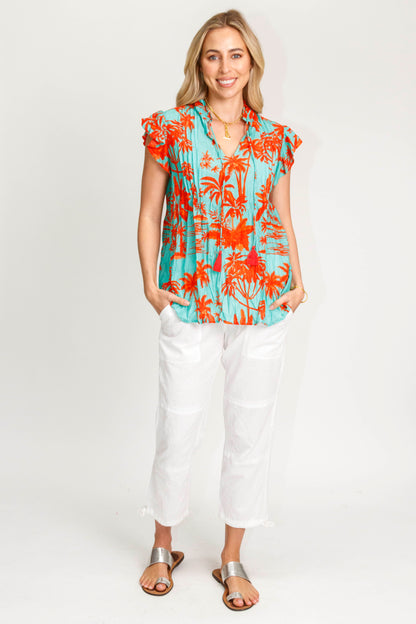 Island Girl Sleeveless Top in Lagoon