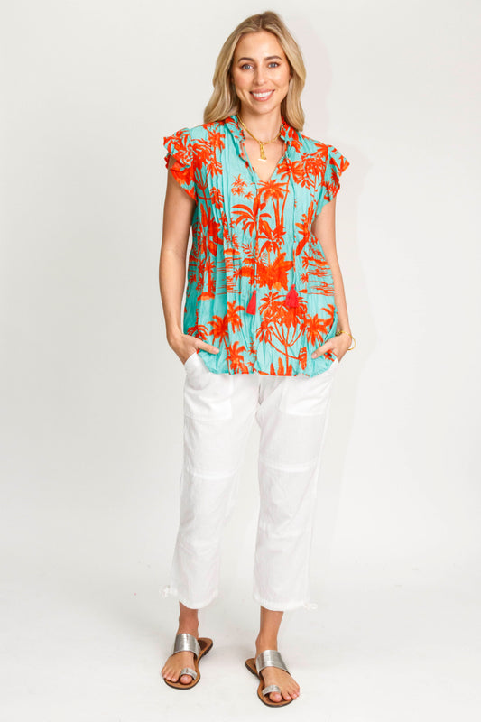 Island Girl Sleeveless Top in Lagoon