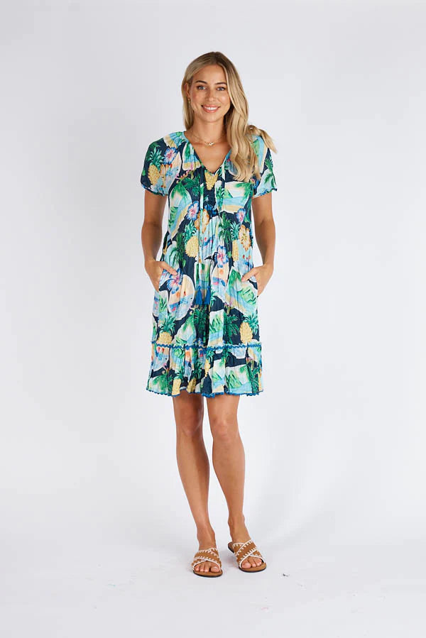 Surf Shirred Dress in Navy – Ebb+Flow Boutique