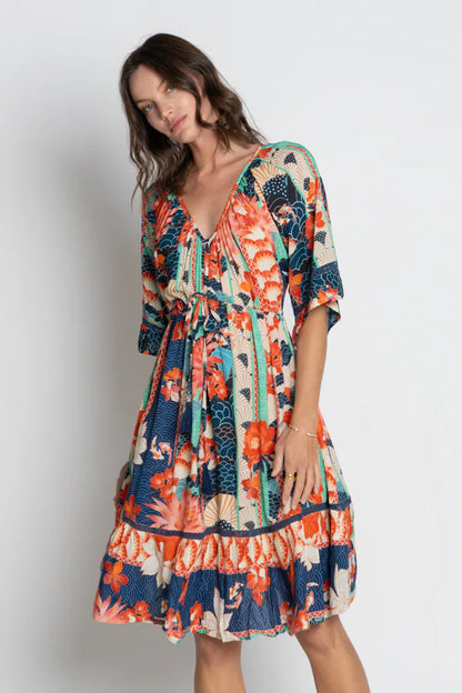 Wazuka Tie Dress Navy