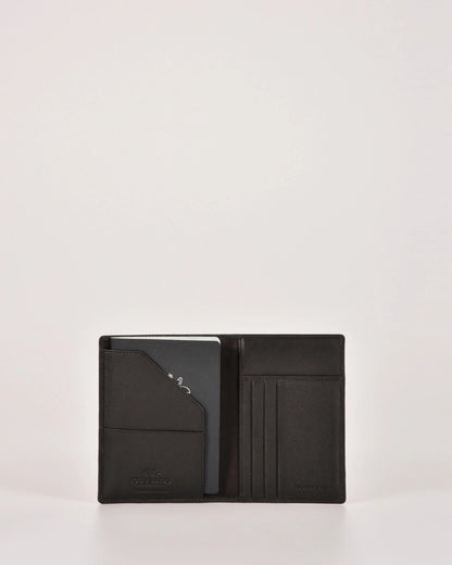 Lyon RFID Passport Leather Wallet in Navy