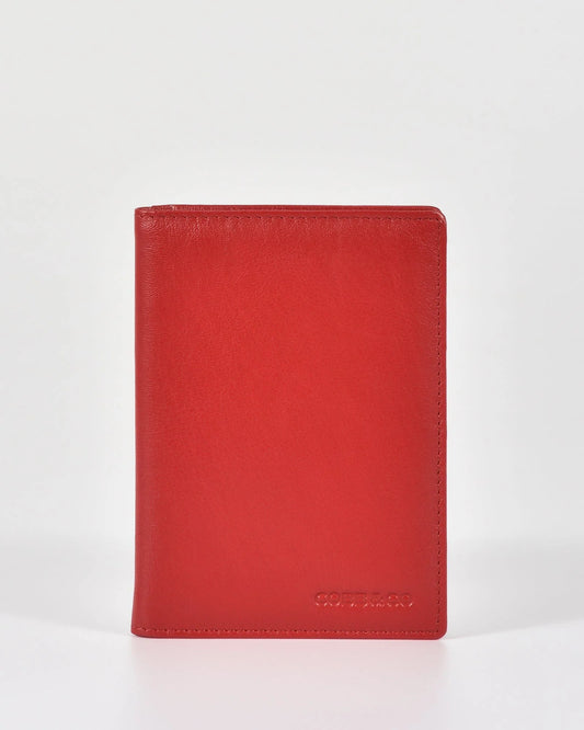 Lyon RFID Passport Leather Wallet in Red