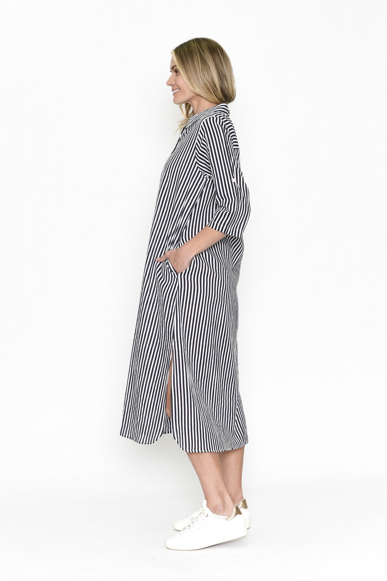 Sofia Shirt Dress in Stripes