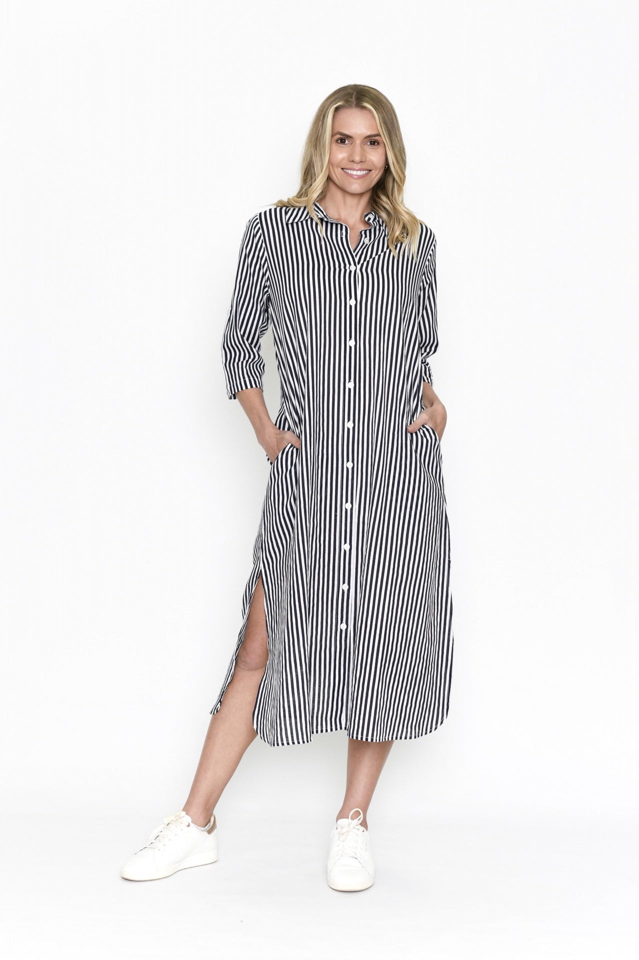 Sofia Shirt Dress in Stripes