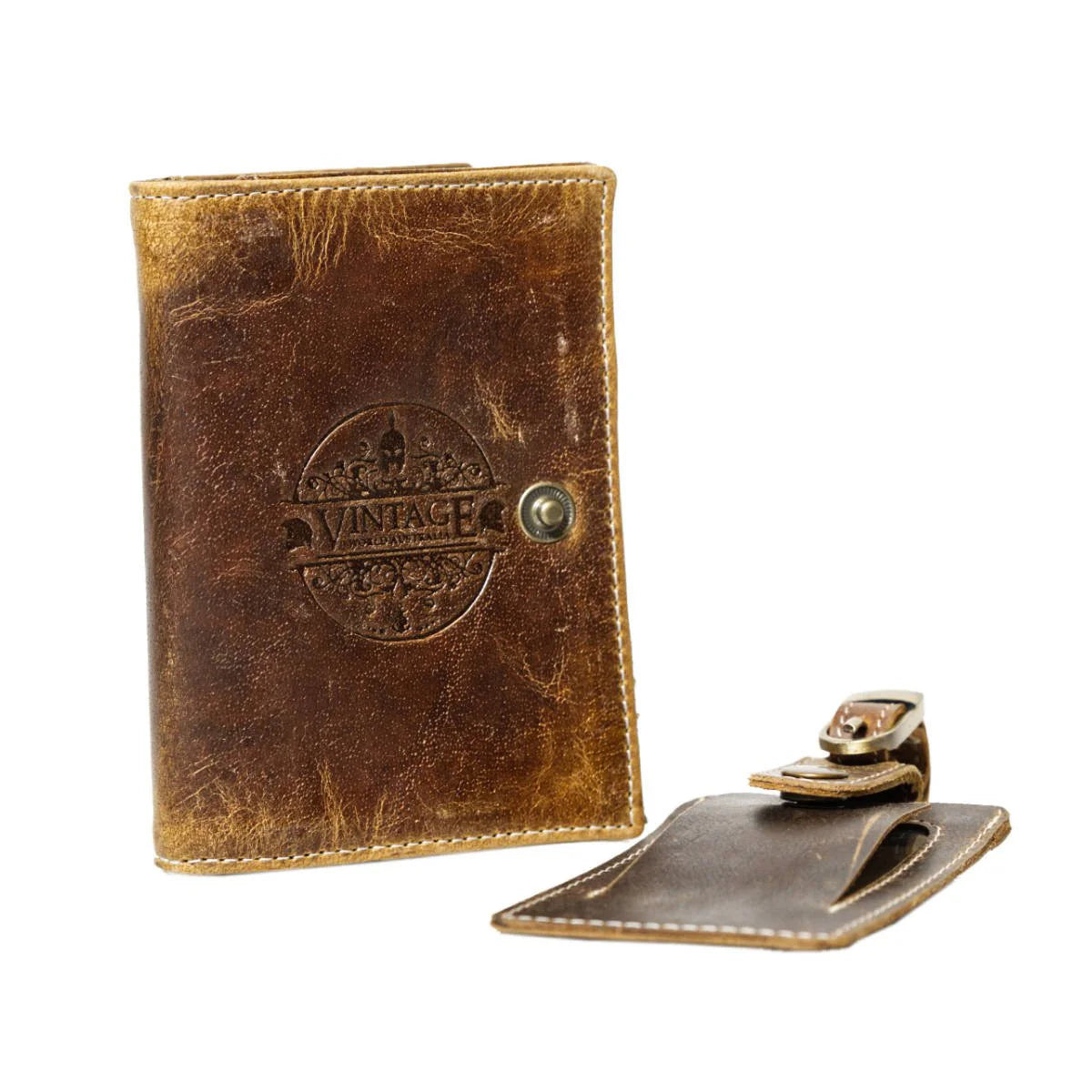 Brown Leather Luggage Tags & Voyager Passport Set