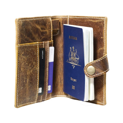 Brown Leather Luggage Tags & Voyager Passport Set