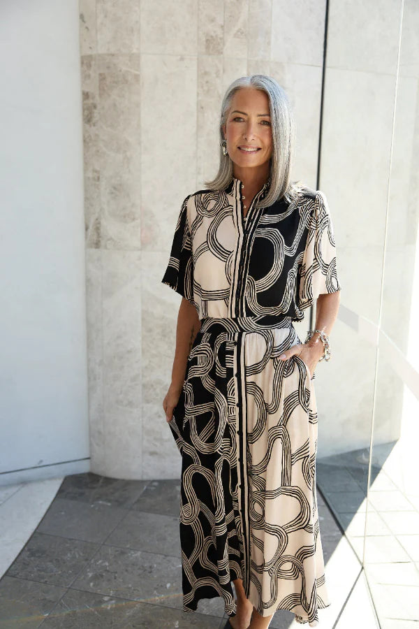 Penelope Top in Ink Lines