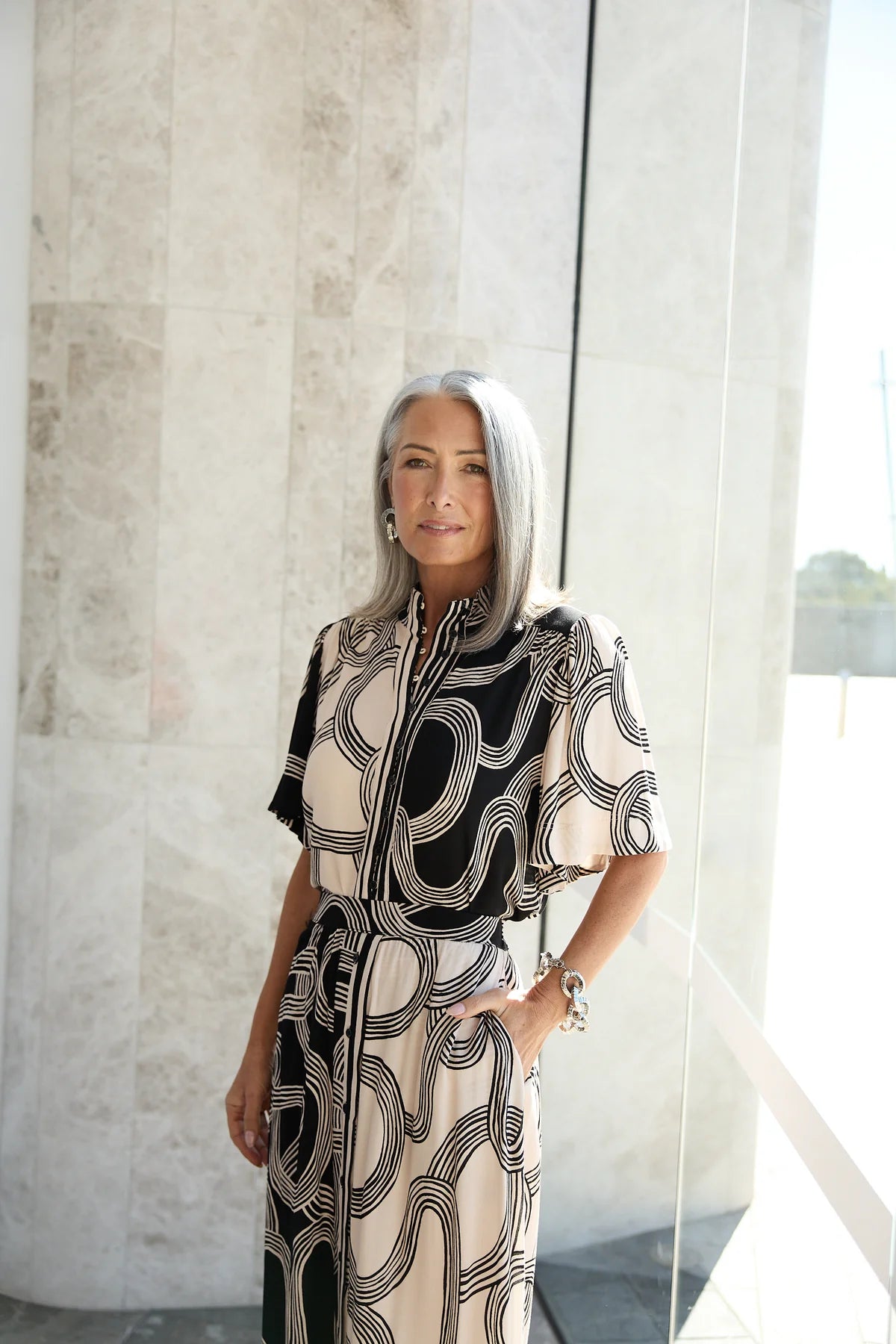 Penelope Top in Ink Lines