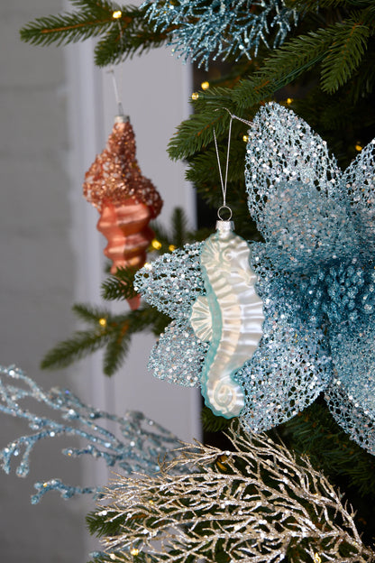 Elegant Blue Seahorse Ornament