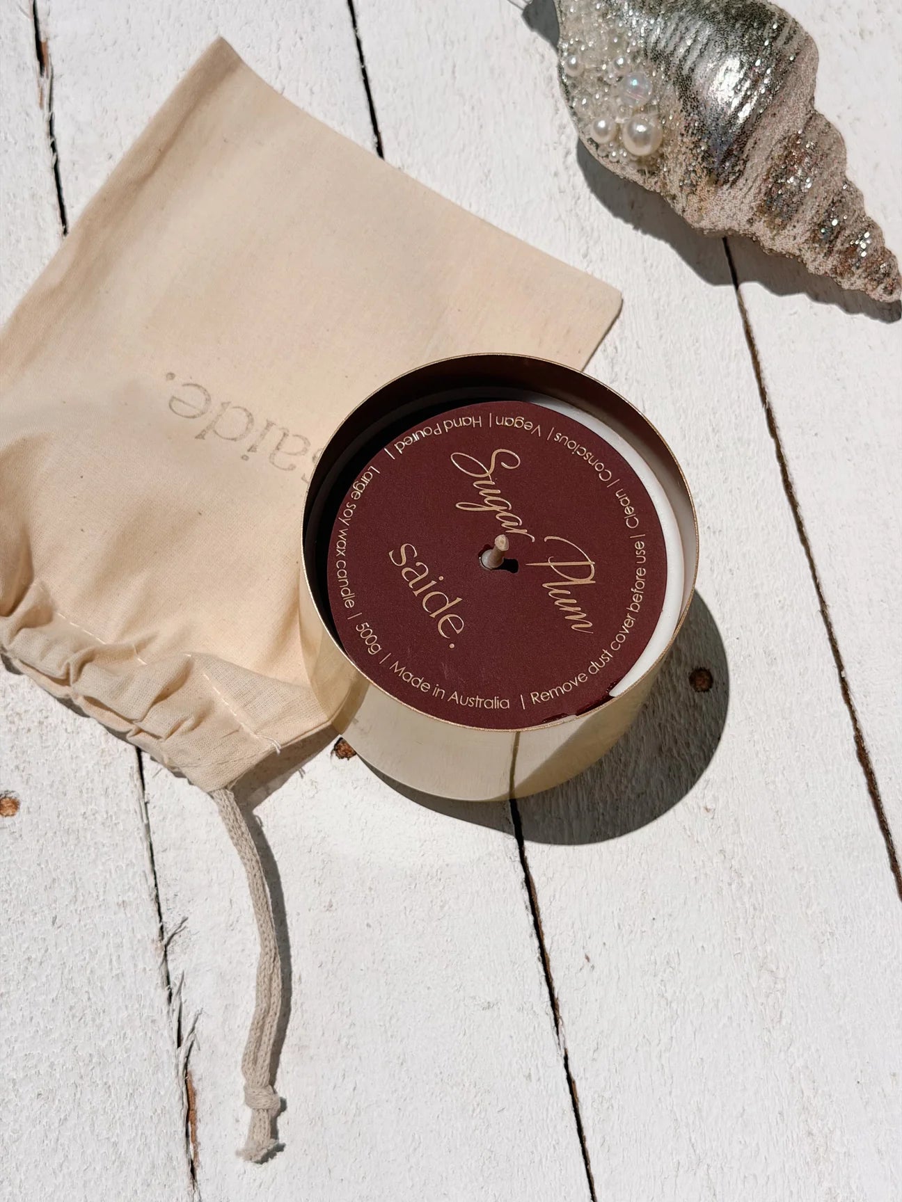 XL gold christmas soy candle | sugar plum