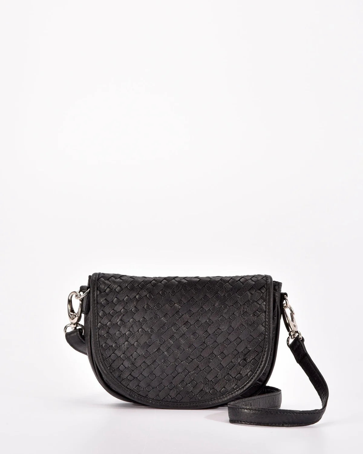 Surrey Woven Leather Crossbody in Black, Brown or Blush