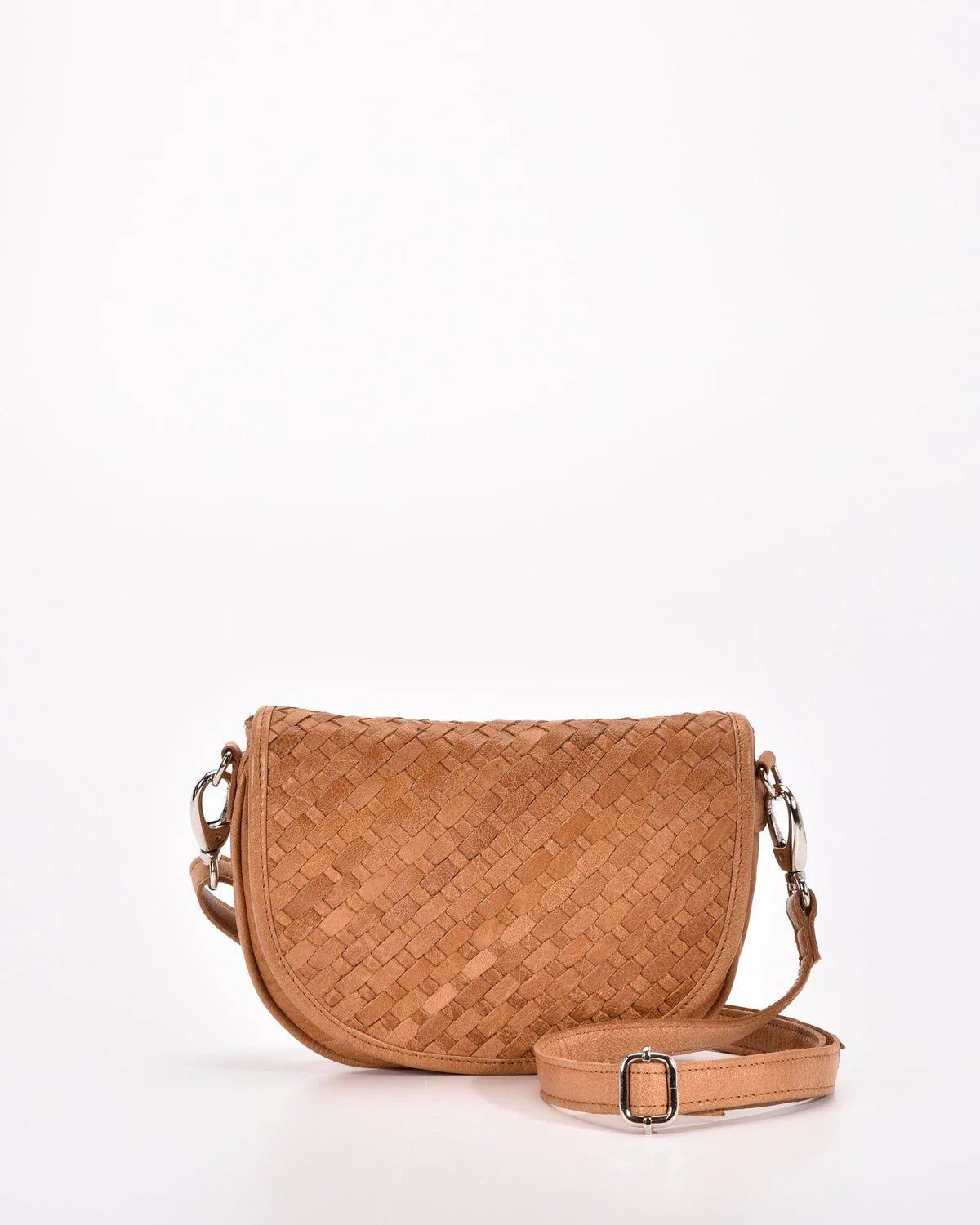 Surrey Woven Leather Crossbody in Black, Brown or Blush