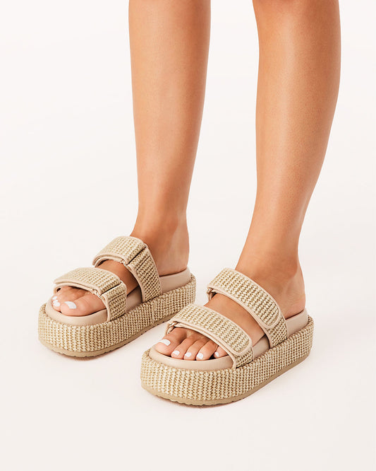 Suvi Natural Raffia Slides