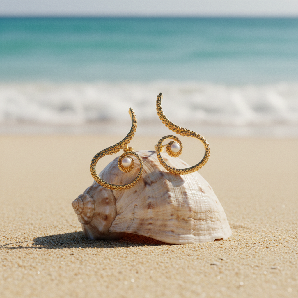 Gold Octopus Tentacles with Pearls