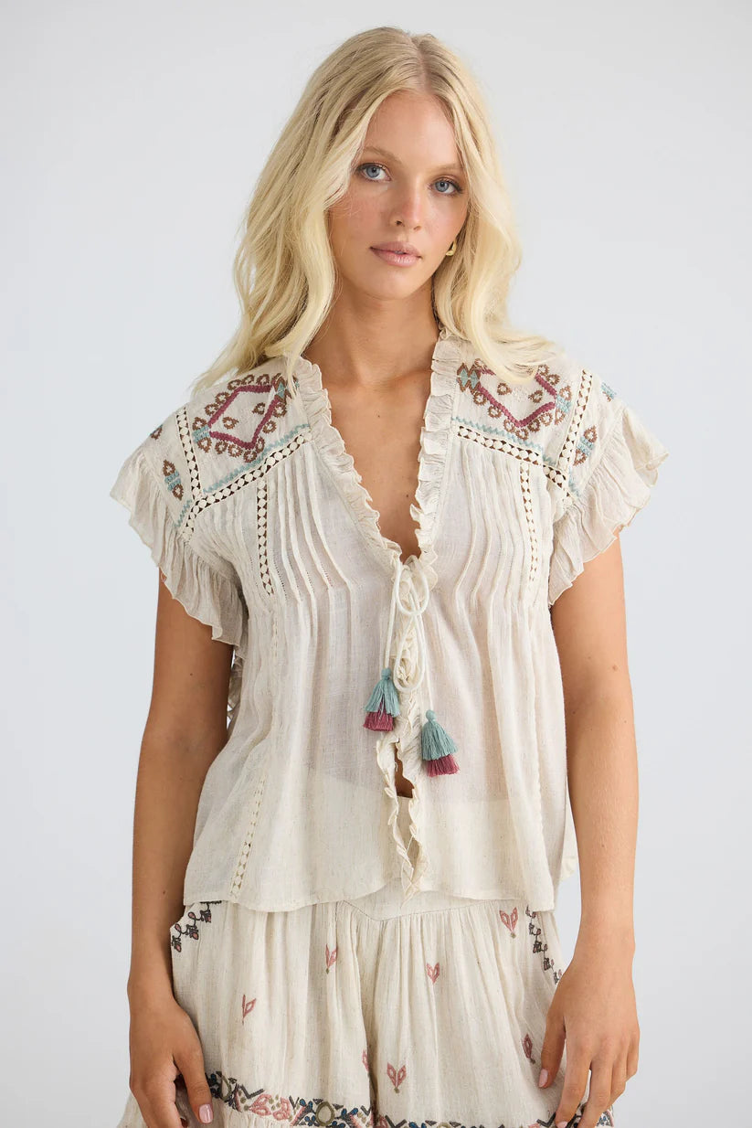 Ithika Tie Top in Light Natural