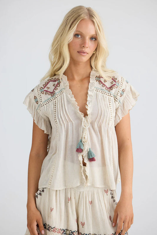 Ithika Tie Top in Light Natural