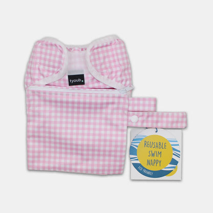 Tyoub Pink Check Swim Nappy