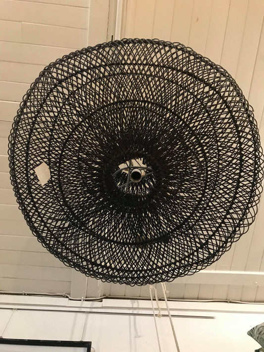 Squat Rattan Pendant in Black