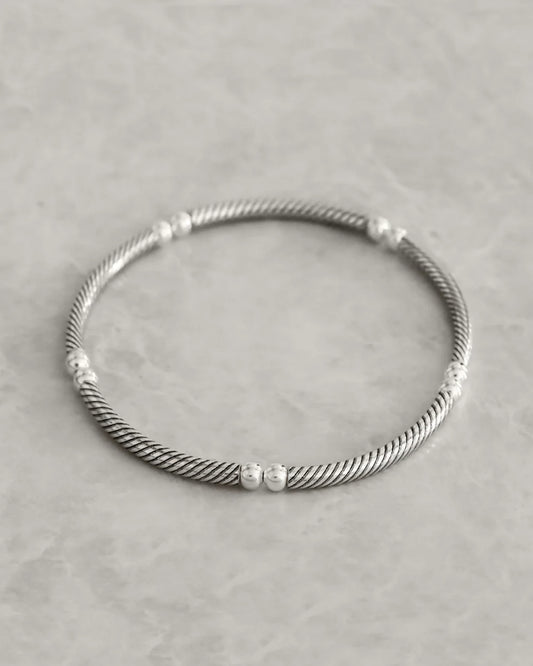 Petals Sterling Silver twisted bar elastic bracelet