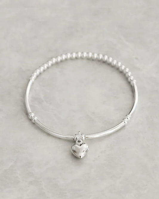Petals Rounded solid Heart Bracelet sterling silver