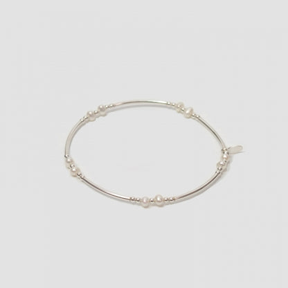 Petals Sterling Silver Bracelet with Two Pearls