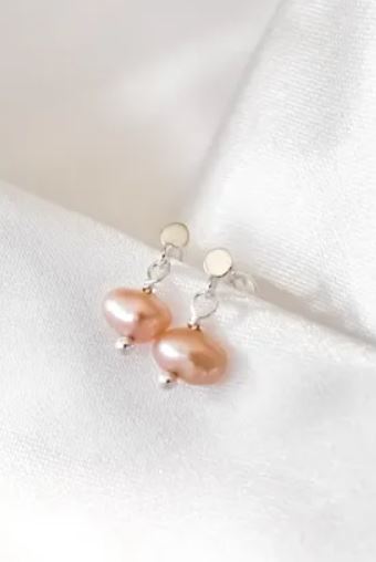 Petals Sterling Silver Earring With Pink Pearl Drop