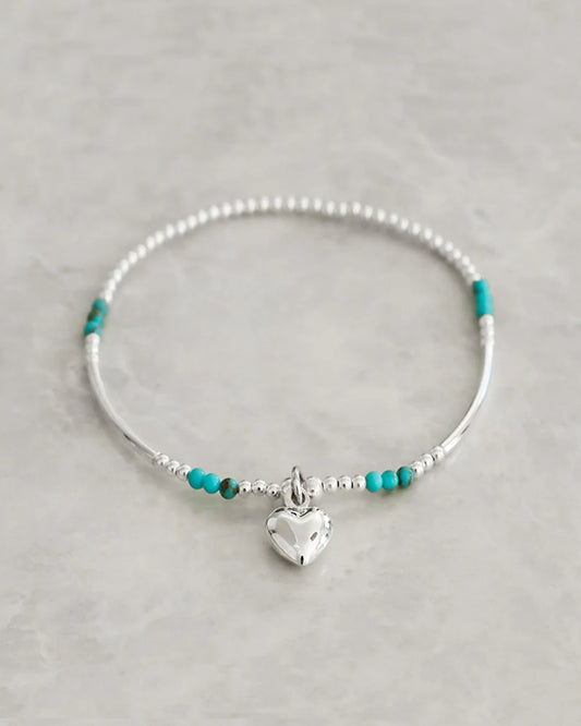 Petals Turqoise beaded heart bracelet