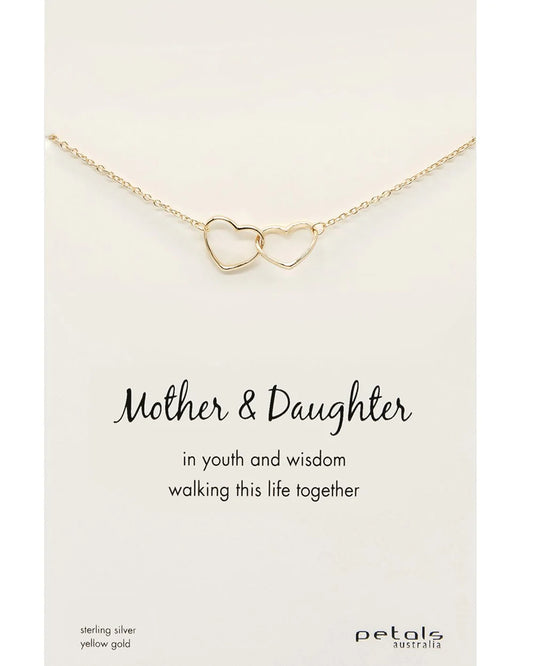 Mother daughter linked heart necklace