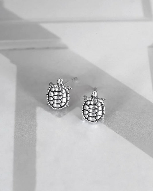 Sterling Silver Debased Turtle Stud
