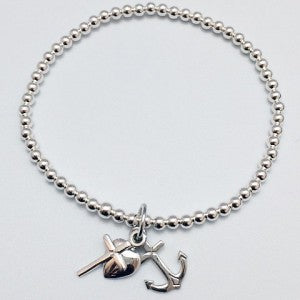 Silver Bracelet with Cross, Anchor and Heart