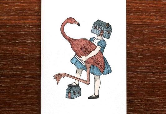 Alice And The Flamingo Greeting Card