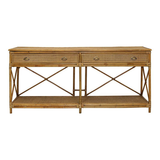 Cayman Large Two Drawer Rattan Console