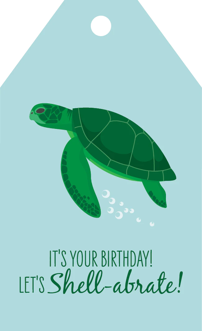 Birthday Tag - Green Turtle