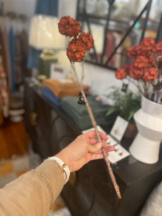 52cm Scabiosa Spray - Burnt Orange