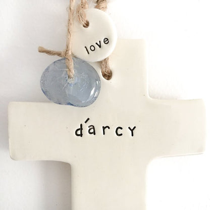 Handmade Ceramic Personalised Cross Medium
