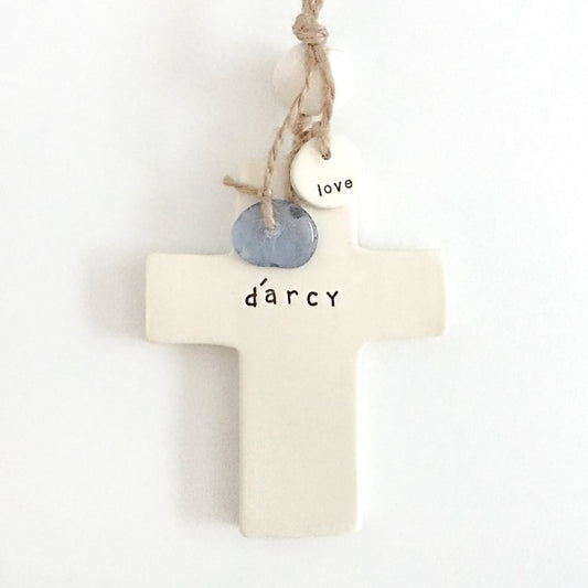 Handmade Ceramic Personalised Cross Medium