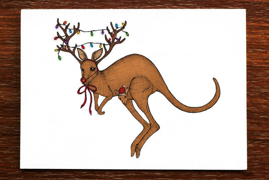 Kangaroo Christmas Greeting Card