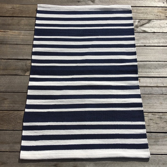 Outdoor Small Mat - Navy & White Hampton Stripe