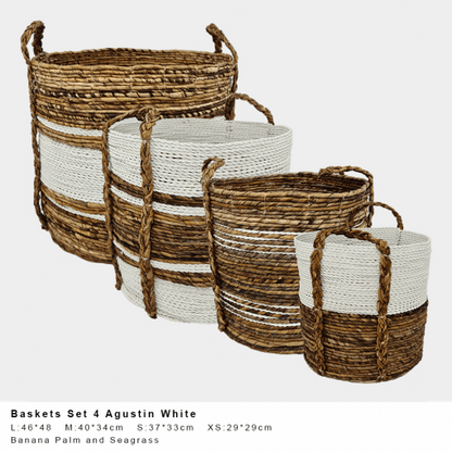 Baskets- Agustin White - Set of 4