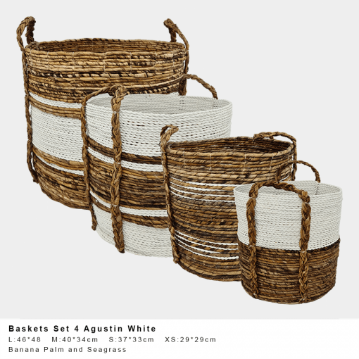 Baskets- Agustin White - Set of 4