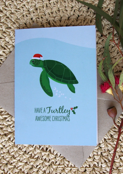 Christmas Card - Green Turtle