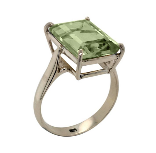 Sterling Silver Green Amethyst Ring