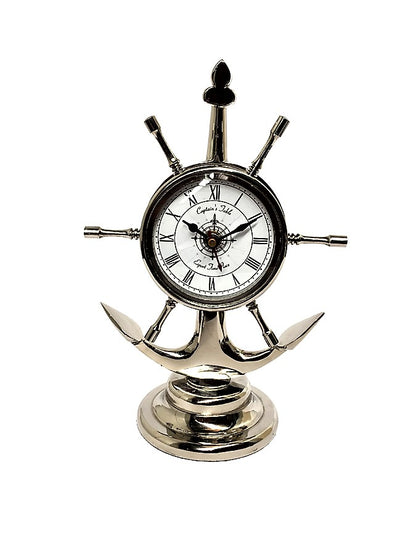 Table Clock Anchor and Ship Wheel