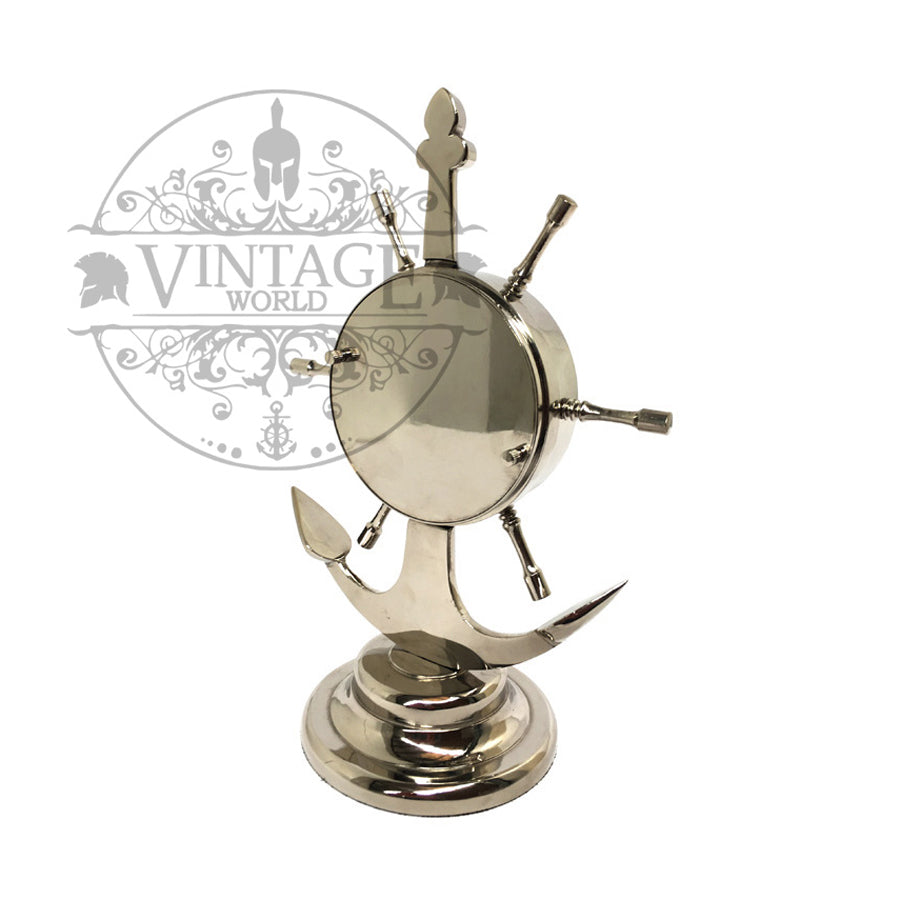 Table Clock Anchor and Ship Wheel