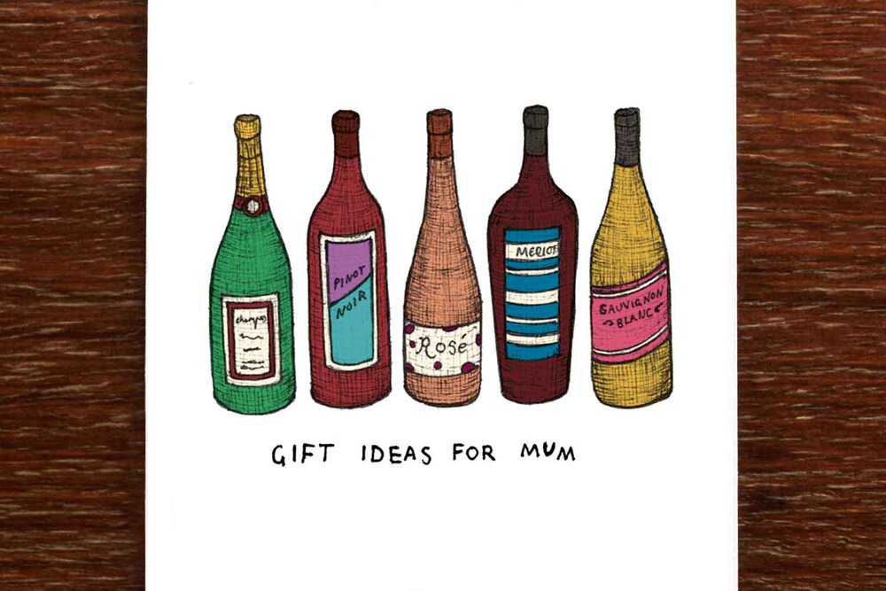 Mum Wine Greeting Card